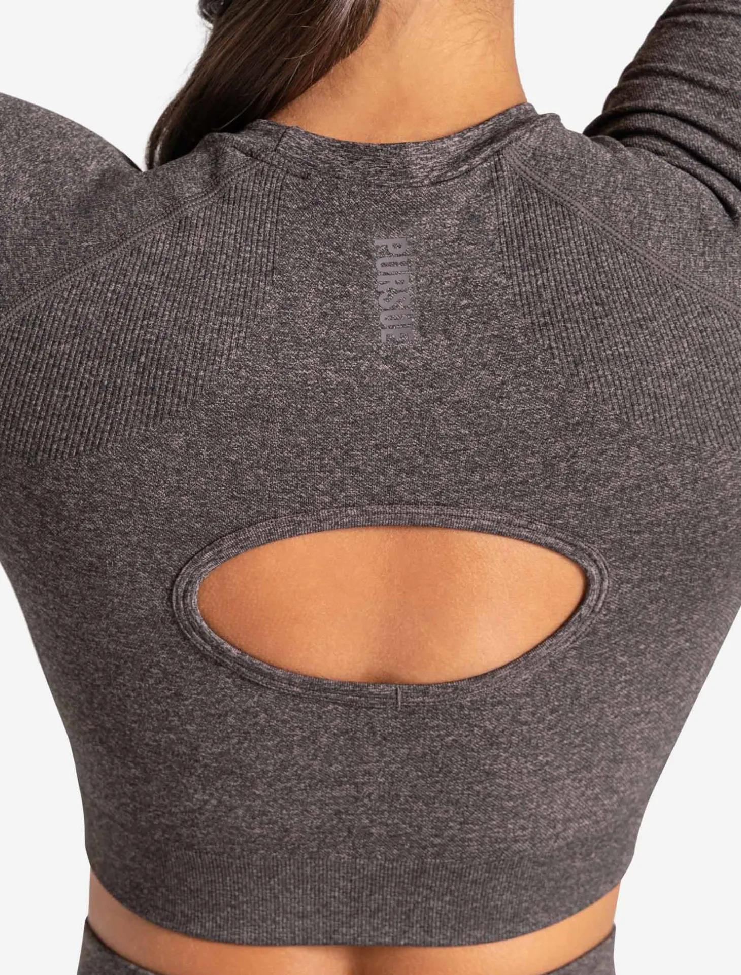 Core Seamless Long Sleeve Crop Top Brown Marl