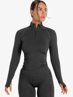 Core Seamless 1/4 Zip Black Marl
