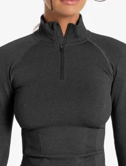 Core Seamless 1/4 Zip Black Marl