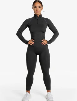Core Seamless 1/4 Zip Black Marl