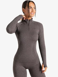 Core Seamless 1/4 Zip Brown Marl