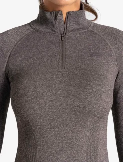 Core Seamless 1/4 Zip Brown Marl