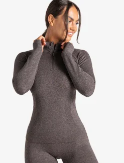 Core Seamless 1/4 Zip Brown Marl