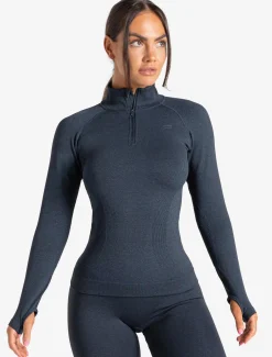 Core Seamless 1/4 Zip Navy Marl
