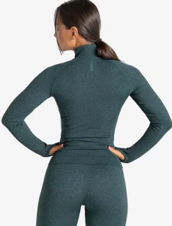 Core Seamless 1/4 Zip Teal Marl
