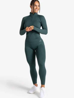 Core Seamless 1/4 Zip Teal Marl