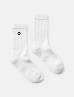 Embroidered Crew Socks White (Unisex)