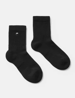 Embroidered Quarter Socks Black (Unisex)