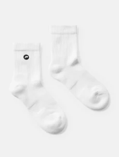 Embroidered Quarter Socks White (Unisex)