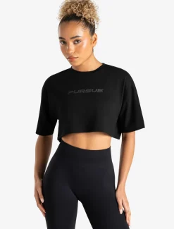 Graphic Crop T-Shirt Black