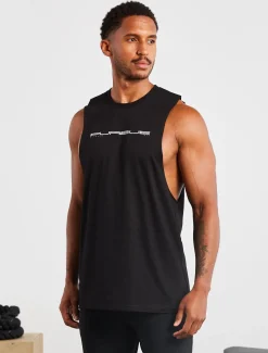Graphic Drop Arm Tank Black
