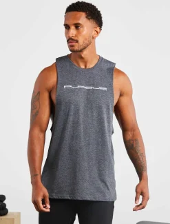 Graphic Drop Arm Tank Charcoal Marl