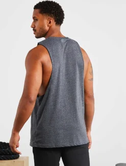 Graphic Drop Arm Tank Charcoal Marl