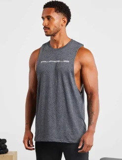 Graphic Drop Arm Tank Charcoal Marl