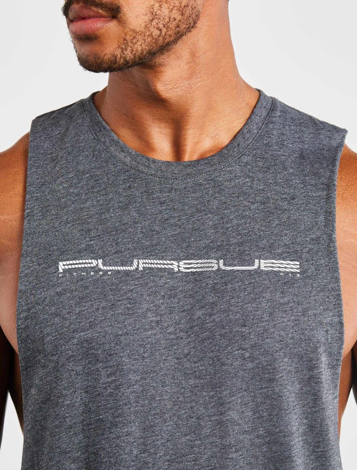 Graphic Drop Arm Tank Charcoal Marl