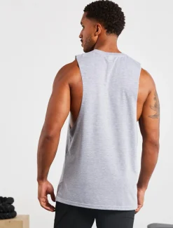 Graphic Drop Arm Tank Grey Marl