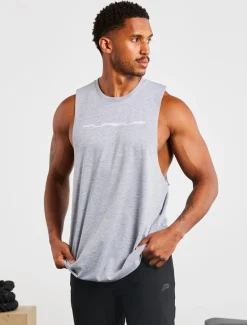 Graphic Drop Arm Tank Grey Marl