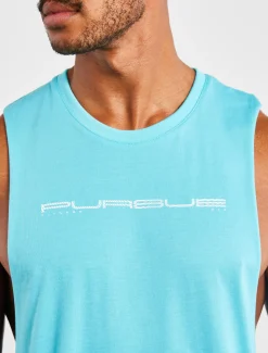 Graphic Drop Arm Tank Sky Blue