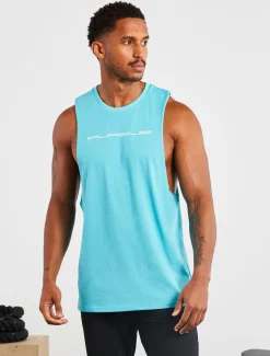 Graphic Drop Arm Tank Sky Blue