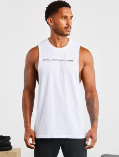 Graphic Drop Arm Tank White