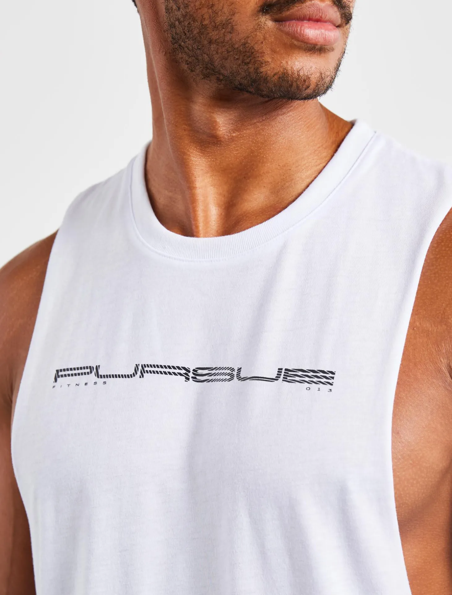 Graphic Drop Arm Tank White