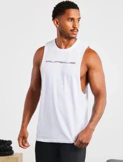 Graphic Drop Arm Tank White