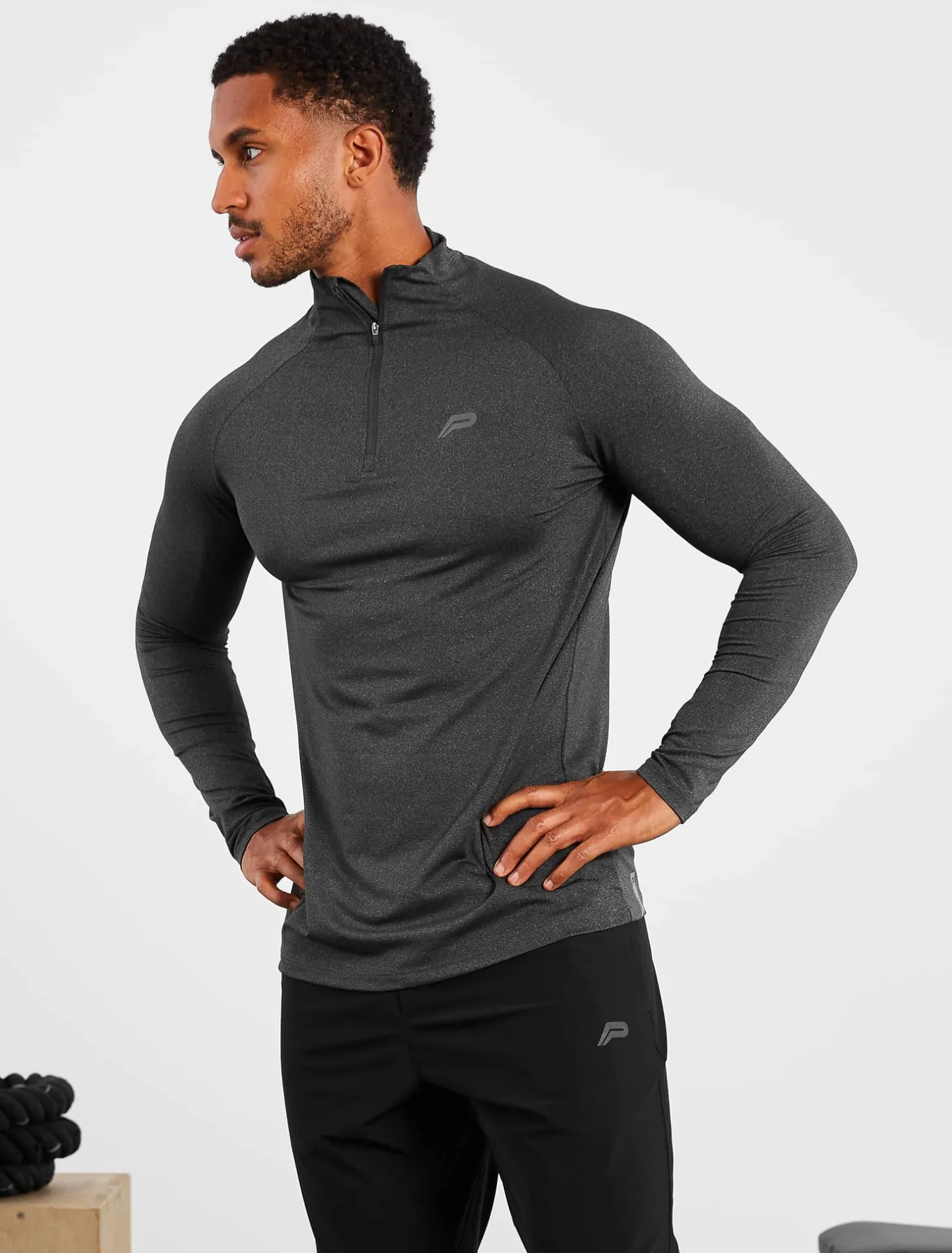 Hybrid Everyday 1/4 Zip Black Marl