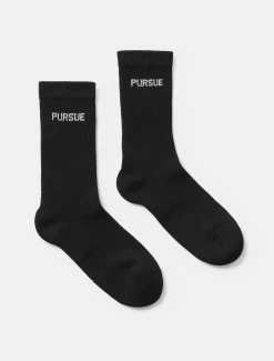 Jacquard Crew Socks Black (Unisex)