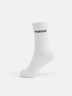 Jacquard Crew Socks White (Unisex)