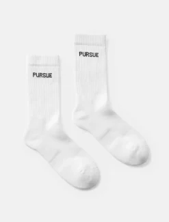 Jacquard Crew Socks White (Unisex)