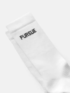Jacquard Crew Socks White (Unisex)