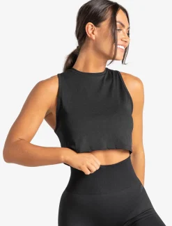 Knot Back Crop Tank Black