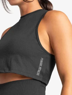 Knot Back Crop Tank Black