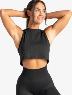 Knot Back Crop Tank Black