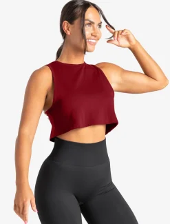 Knot Back Crop Tank Maroon