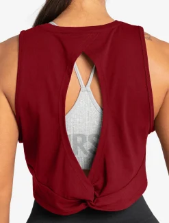 Knot Back Crop Tank Maroon