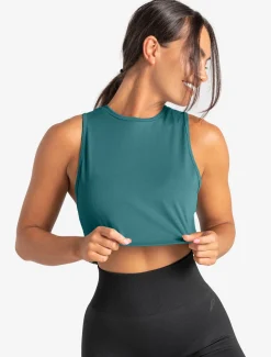Knot Back Crop Tank Moonstone Blue