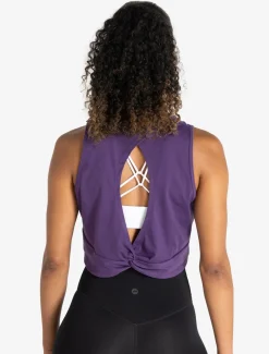 Knot Back Crop Tank Purple Berry