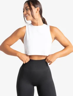 Knot Back Crop Tank White