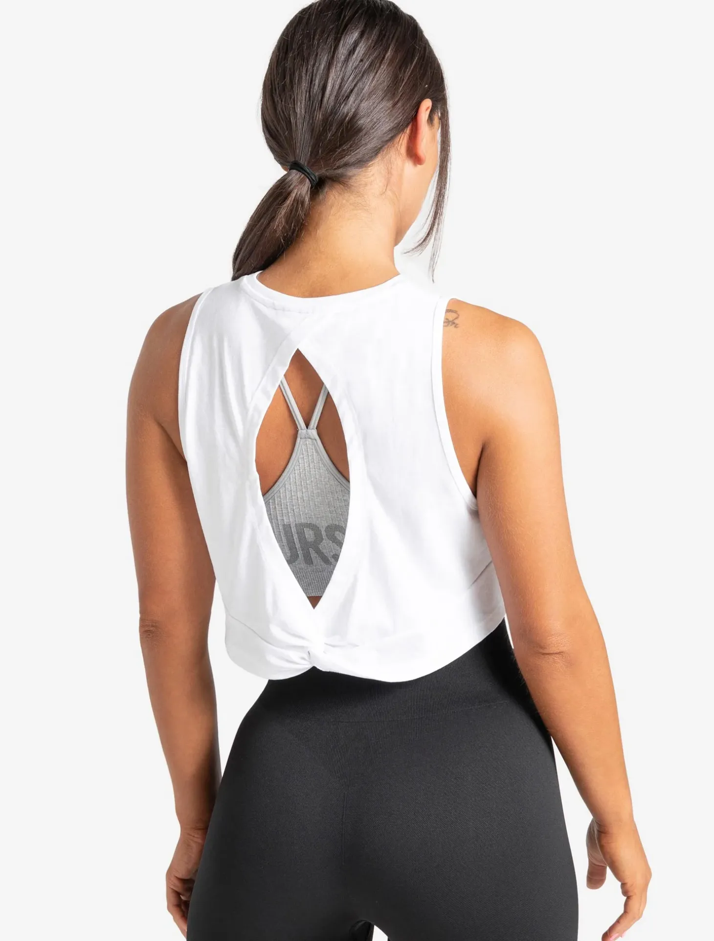 Knot Back Crop Tank White