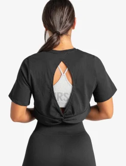 Knot Back Crop T-Shirt Black