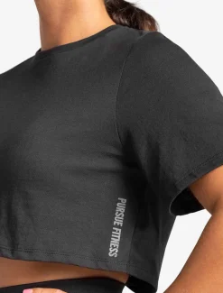 Knot Back Crop T-Shirt Black