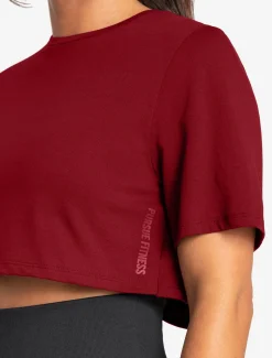 Knot Back Crop T-Shirt Maroon