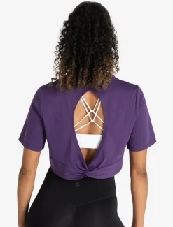 Knot Back Crop T-Shirt Purple Berry