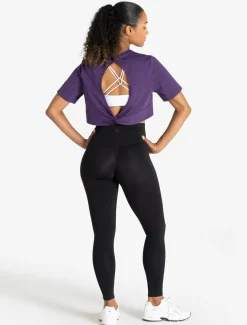 Knot Back Crop T-Shirt Purple Berry