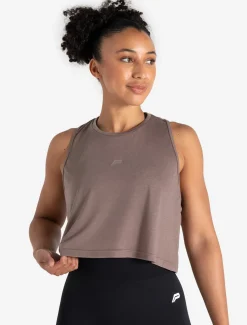 Lightweight Crop Gym Tank Neutral Brown