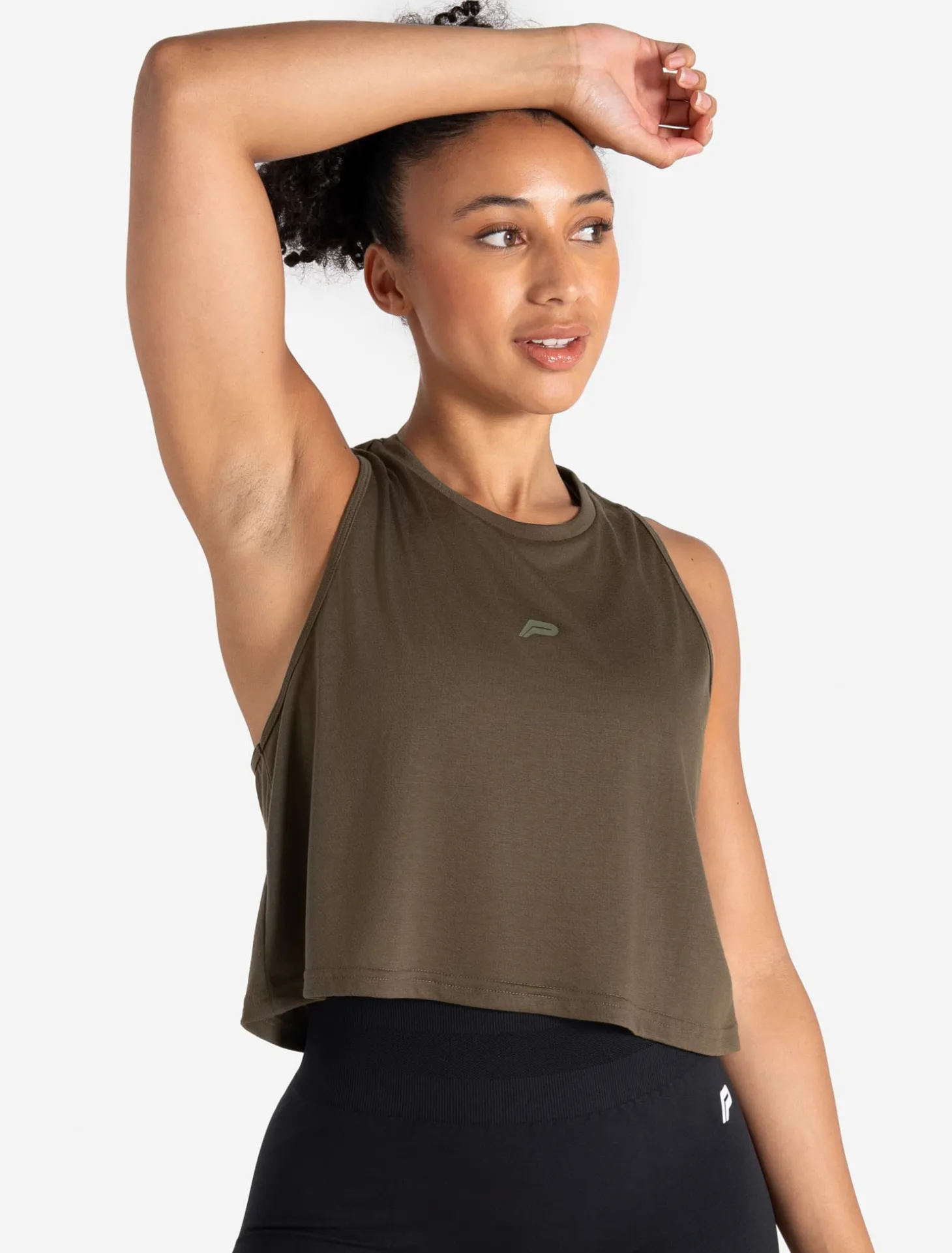 Lightweight Crop Gym Tank Olive