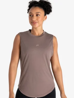 Lightweight Oversized Gym Tank Neutral Brown