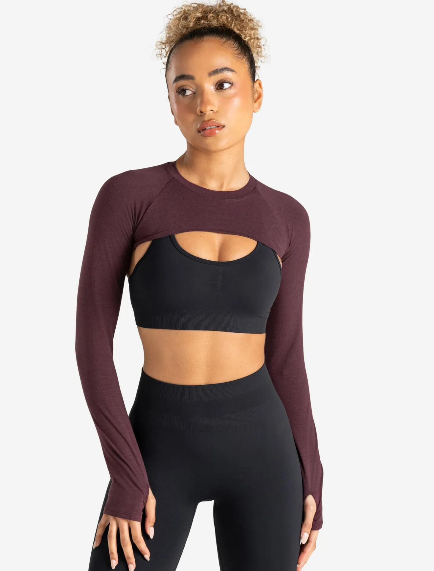 Long Sleeve Shrug Raisin