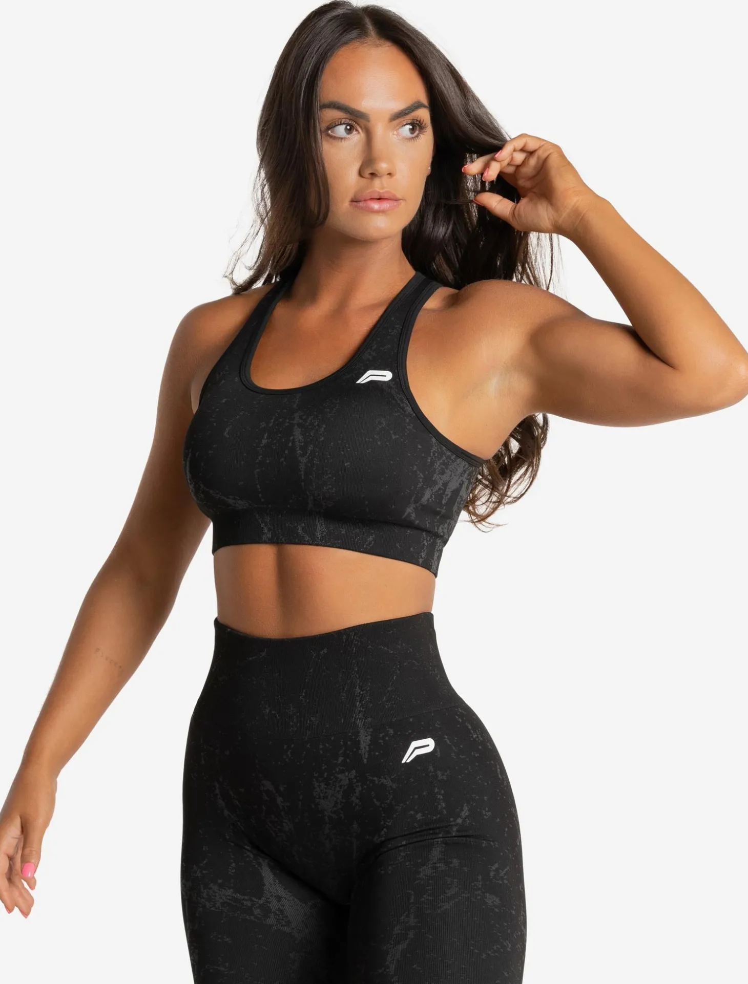 Marble Seamless Sports Bra Black
